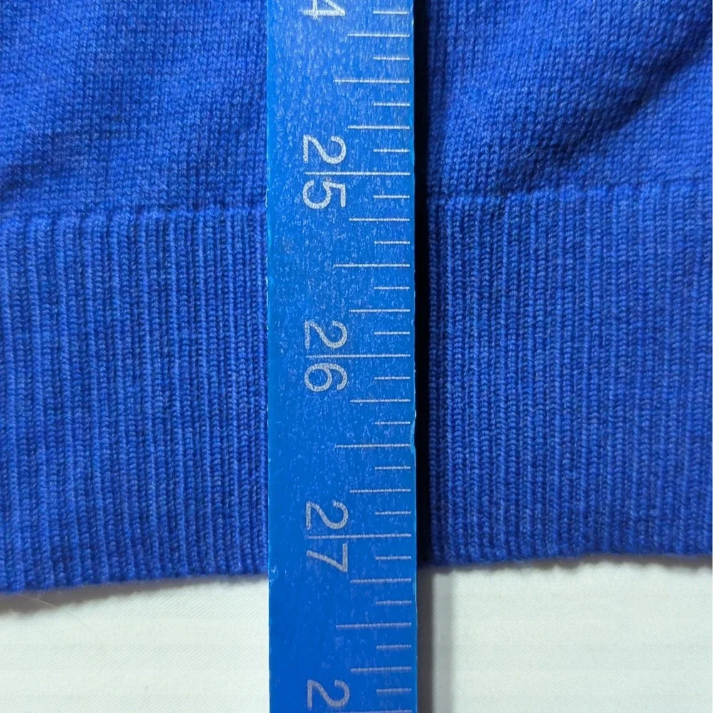 Banana Republic Men L Merino Wool V-Neck Sweater Blue Long Sleeve Lined‎ Trim